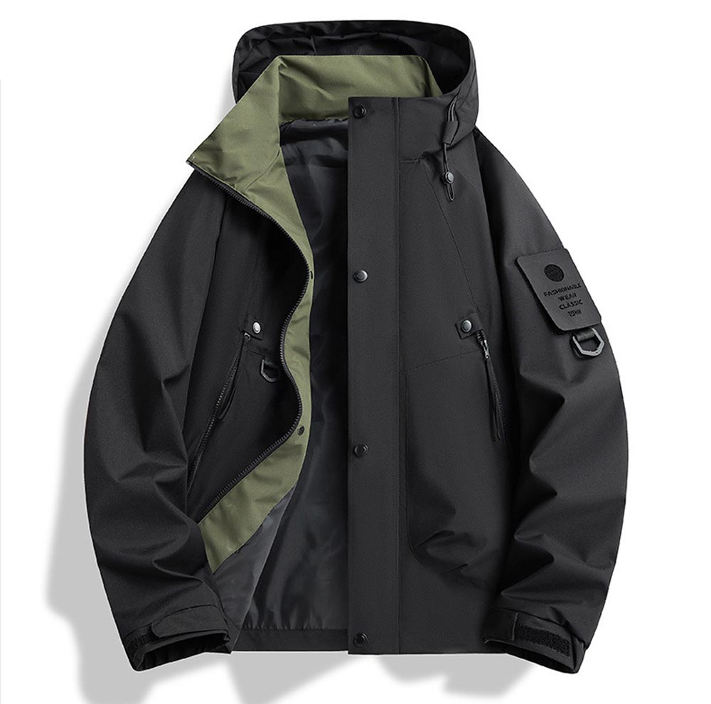 Veste Pluie Homme Imperméable Et Coupe-Vent - Capuche, Poches - Pour Randonnée, Chantier, Campus